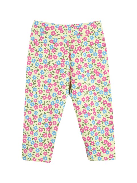 

612 league Girls Yellow Floral Printed Casual Cotton Leggings