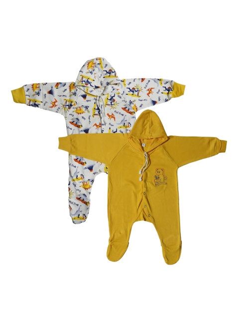 

PINKBUNNY Yellow Pack of 2 Printed Dinosaur Sleepsuit