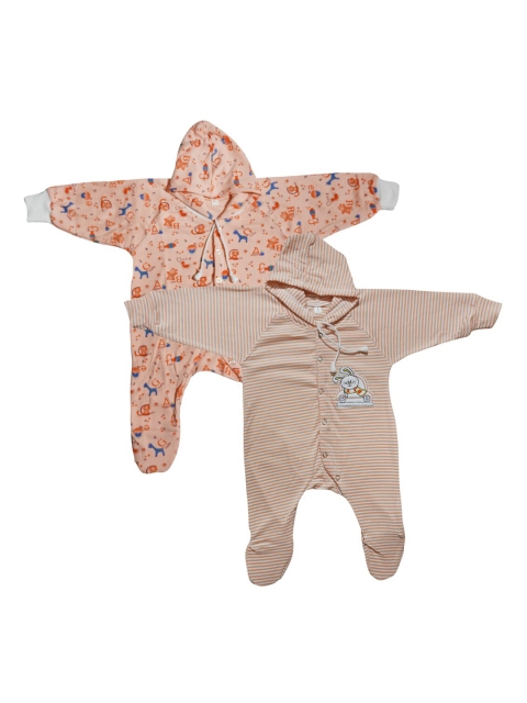 

PINKBUNNY Peach Pack of 2 Printed Sleepsuit