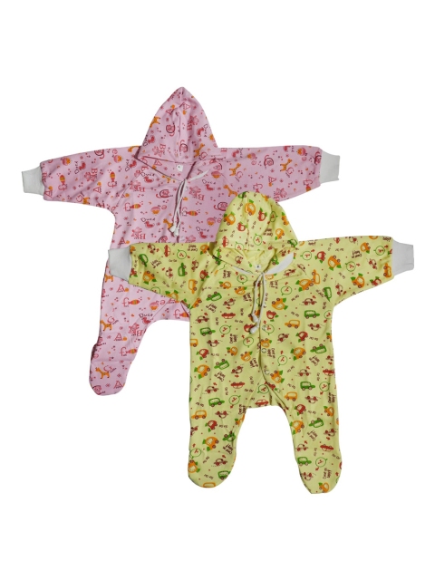 

PINKBUNNY Yellow & Pink Pack of 2 Printed Sleepsuit