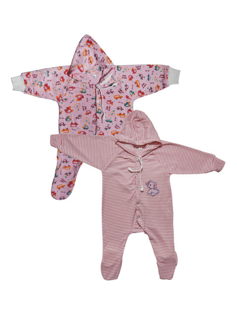 

PINKBUNNY Pink Pack of 2 Printed Sleepsuit