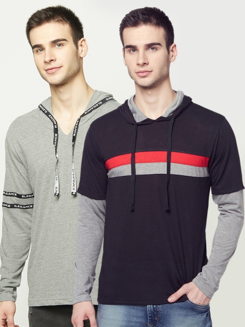 

ELEGANCE Men Men Printed Pack Of 2 T-shirts, Black