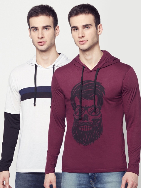 

ELEGANCE Men Pack Of 2 Printed T-shirts, Black