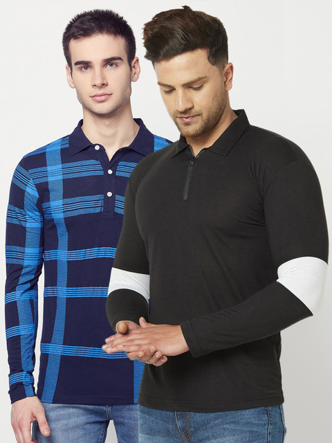 

ELEGANCE Men Pack Of 2 Printed T-shirts, Blue