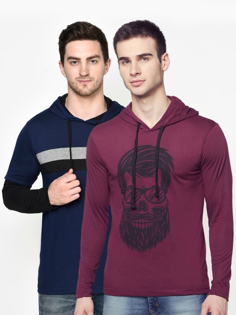 

ELEGANCE Men Pack of 2 Hooded T-shirts, Navy blue