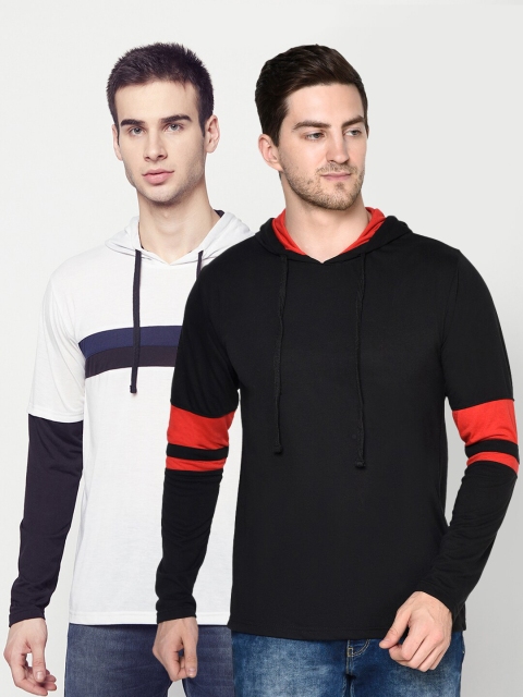 

ELEGANCE Men Pack of 2 Hooded T-shirts, Black