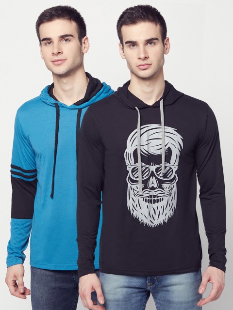 

ELEGANCE Men Pack of 2 Hooded T-shirts, Blue