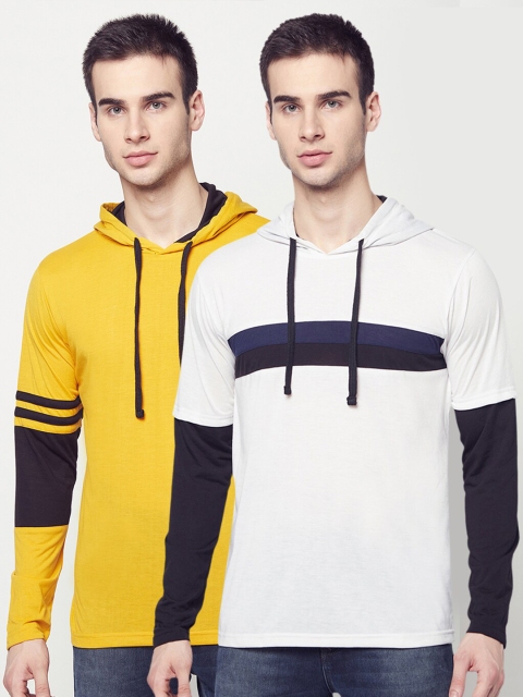 

ELEGANCE Men Pack of 2 Hooded T-shirts, Yellow