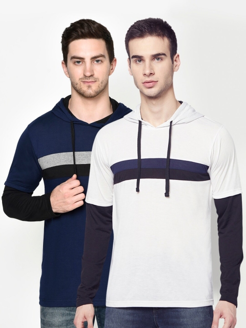 

ELEGANCE Men Pack of 2 Hooded T-shirts, White
