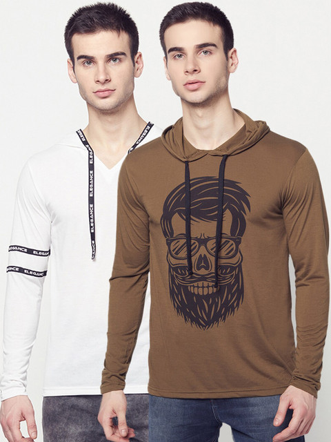 

ELEGANCE Men Pack of 2 Hooded T-shirt, White