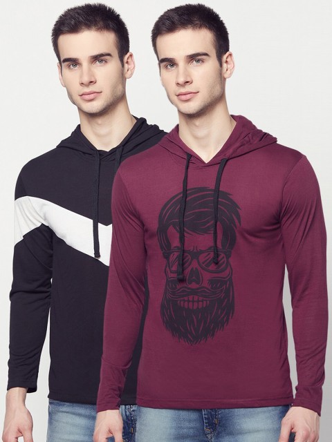 

ELEGANCE Men Pack of 2 Hooded T-shirts, Black