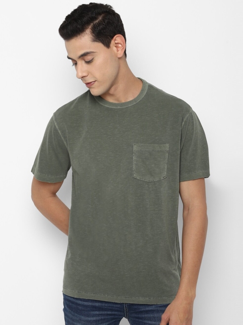 

AMERICAN EAGLE OUTFITTERS Men Olive Green Pocket T-shirt