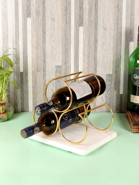 

NikkisPride Gold-Toned & White Wine Rack with Marble Base