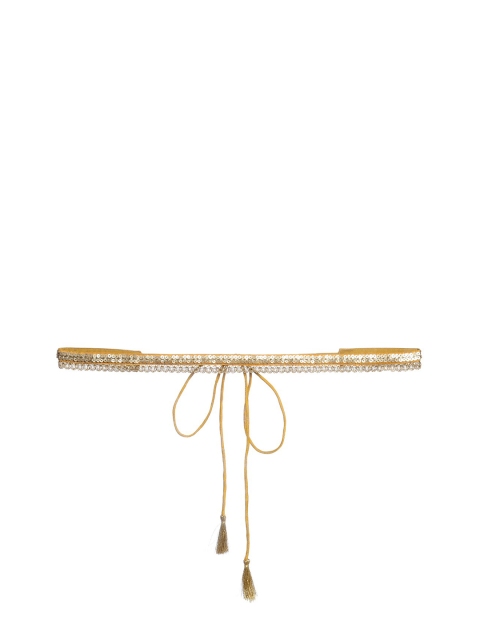 

INDYA Women Yellow Embellished Sequin Zari Scallop Belt
