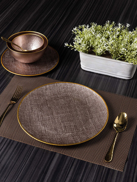 

Pure Home and Living Brown Textured Glass Glossy Dinner Plates