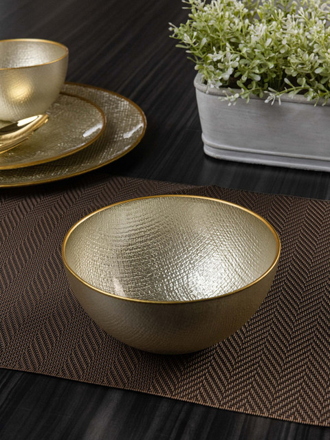 

Pure Home and Living Gold-Toned & 2 Pieces Textured Glass Matte Bowls