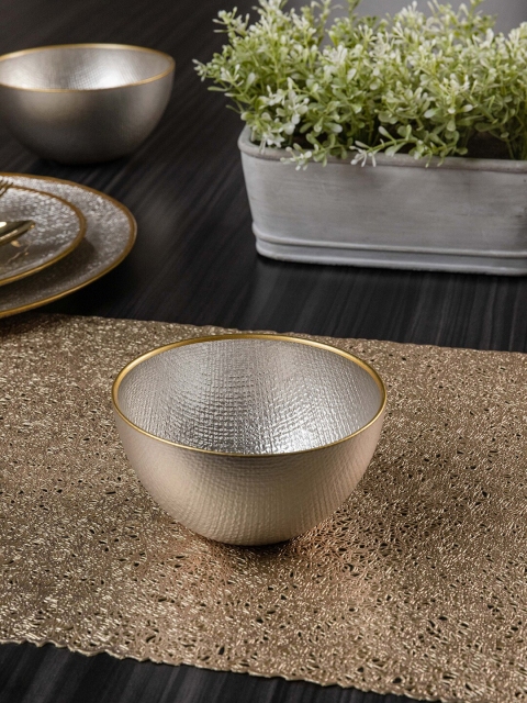 

Pure Home and Living Gold-Toned & Silver-Toned 2 Pieces Textured Glass Glossy Bowls