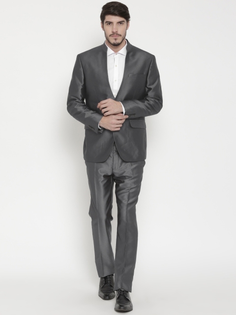 

Van Heusen Men Grey Single-Breasted Slim Fit Party Suit
