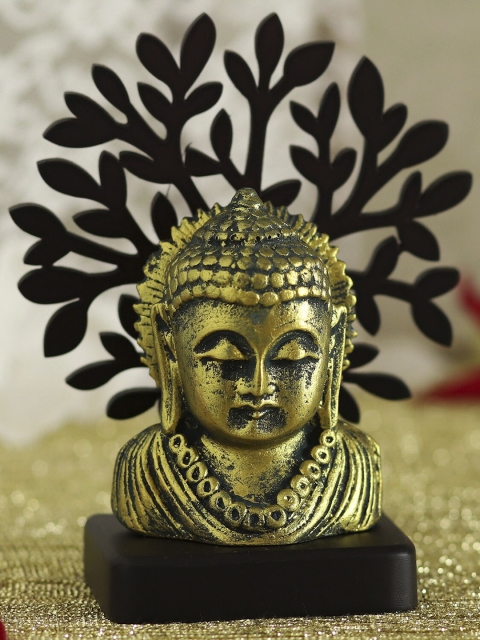 

Ferns N Petals Gold-Toned & Black Antique Face Of Buddha Taj Idol Under A Tree Showpiece