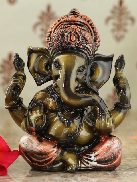 

Ferns N Petals Green & Pink Metallic Lord Ganesh Ji Idol Showpiece
