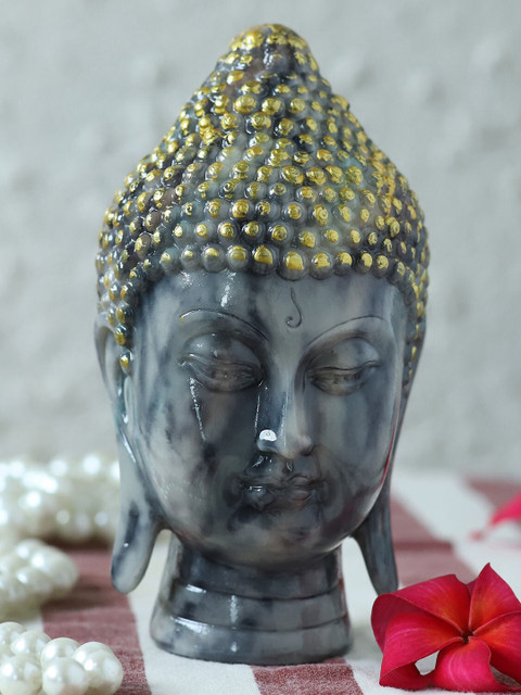 

Ferns N Petals Grey & Gold-Toned Spiritual Marble Finish Buddha Idol Showpiece