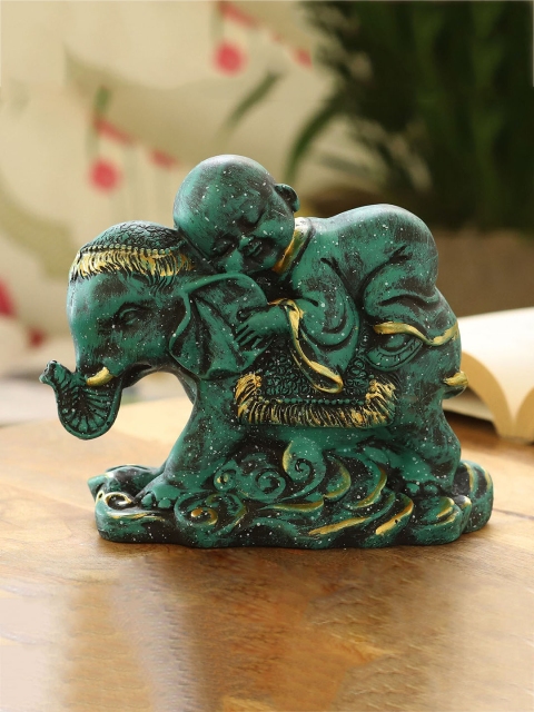 

Ferns N Petals Green Sleeping Monk On Elephant Idol