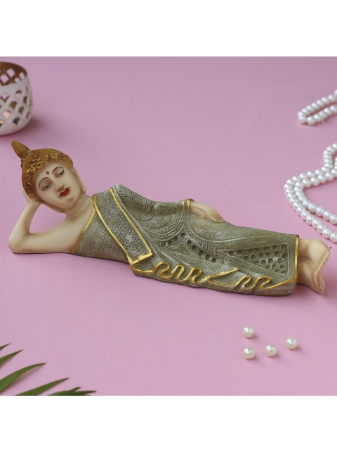 

Ferns N Petals Green & Beige Lying In Peace Buddha Idol