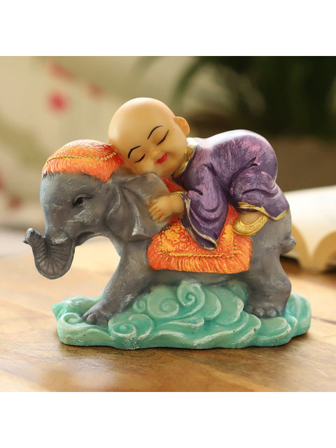 

Ferns N Petals Grey & Purple Sleeping Monk On Elephant Idol