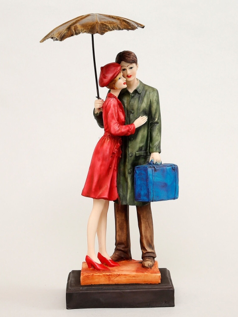 

Ferns N Petals Multicoloured Couple Under Umbrella With Suitcase Figurine, Multi