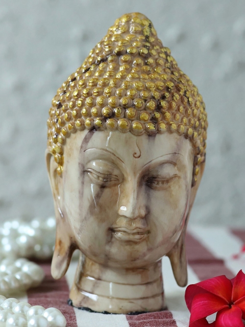 

Ferns N Petals Cream-Coloured Spiritual Marble Finish Buddha Idol