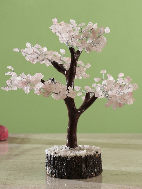 

Ferns N Petals Pink & Brown Beautiful Rose Quartz Clusters Wish Tree Showpiece