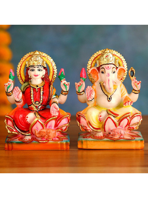 

Ferns N Petals Set Of 2 Multicoloured Blissful Lakshmi & Ganesha Idols, Multi