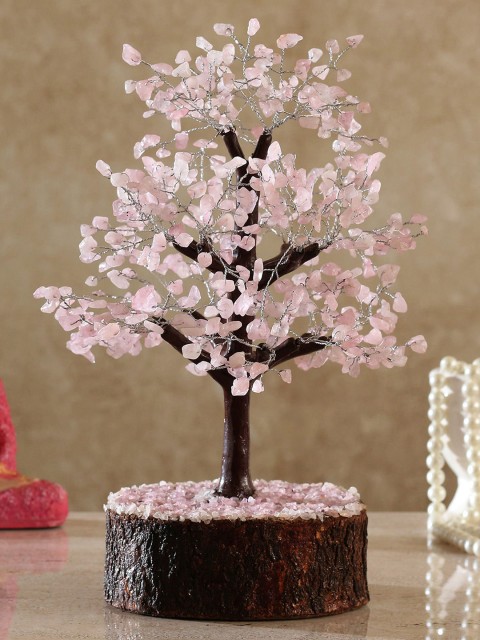 

Ferns N Petals Brown & Pink Majestic Rose Quartz Wish Tree Showpiece