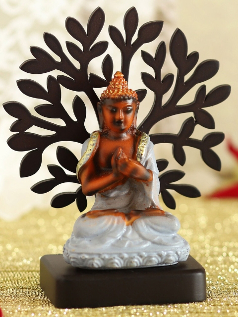 

Ferns N Petals Brown Meditating Buddha Idol Under A Tree Showpiece