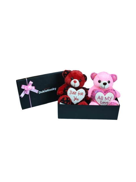 

DukieKooky Kids Set of 2 Pink & Red Teddy Bears with Heart Gift Pack