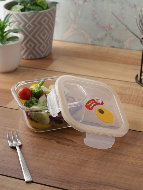 

Lock & Lock Transparent Oven Glass Square Airtight Storage Container With Steam Hole 500ml