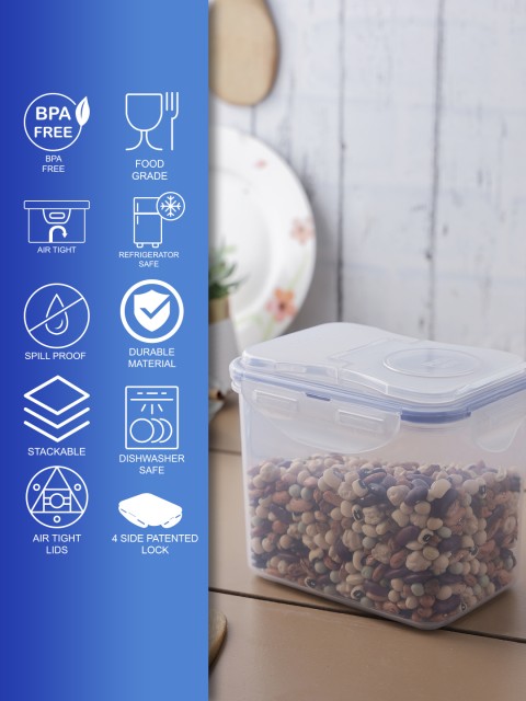

Lock & Lock Transparent Plastic Airtight Food Storage Container With Leakproof Flip Lid