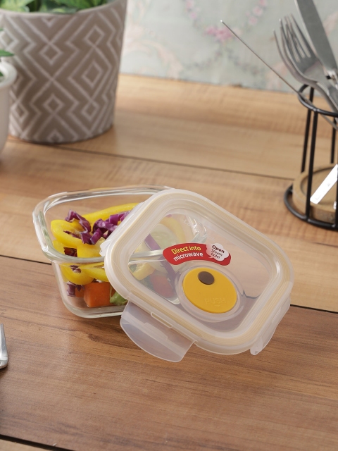 

Lock & Lock Transparent Oven Glass Square Airtight Container With Steam Hole 300 ML