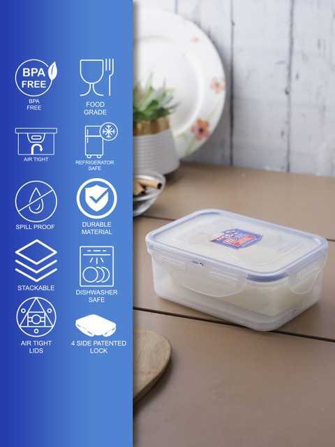 

Lock & Lock Transparent Plastic Airtight Storage Container With Leakproof Lid & Tray 450ml