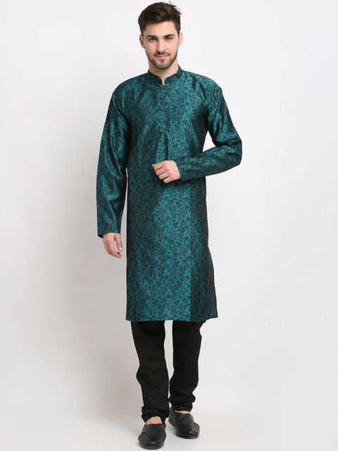 

Jompers Men Green Ethnic Motifs Regular Kurta with Churidar