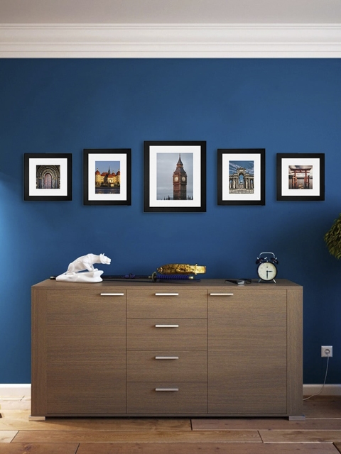 

WENS Set Of 5 Black Synthetic Wood Photo Frames