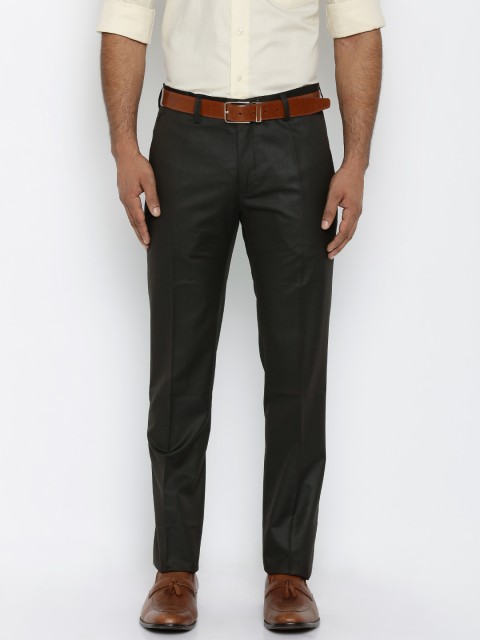 

V Dot by Van Heusen Men Grey Solid Regular Fit Flat-Front Trousers