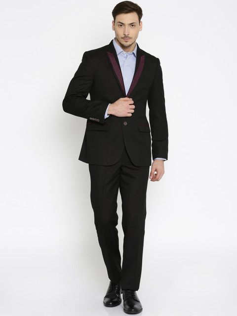 

Raymond Black & Purple Dual-Toned Single-Breasted Contemporary Fit Suit, Maroon