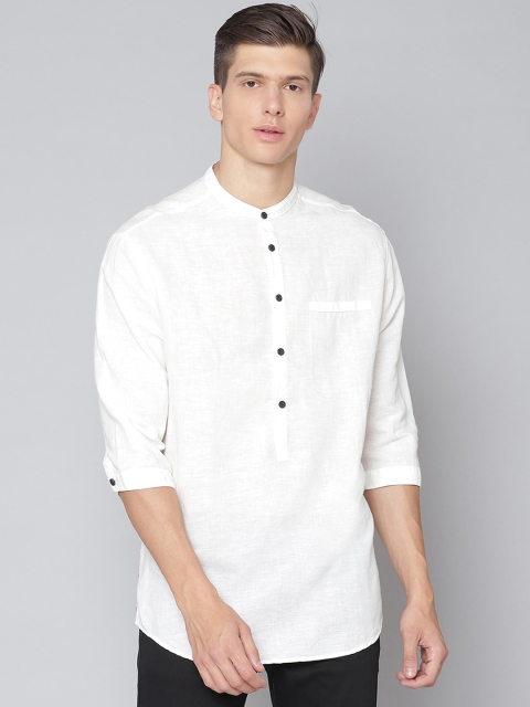 

Antony Morato Men Cream-Coloured Slim Fit Opaque Cotton Linen Casual Shirt