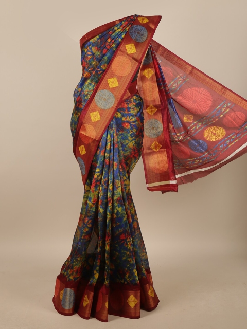 

Pothys Blue & Red Floral Saree