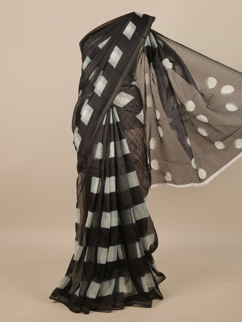 

Pothys Black & White Checked Linen Blend Saree