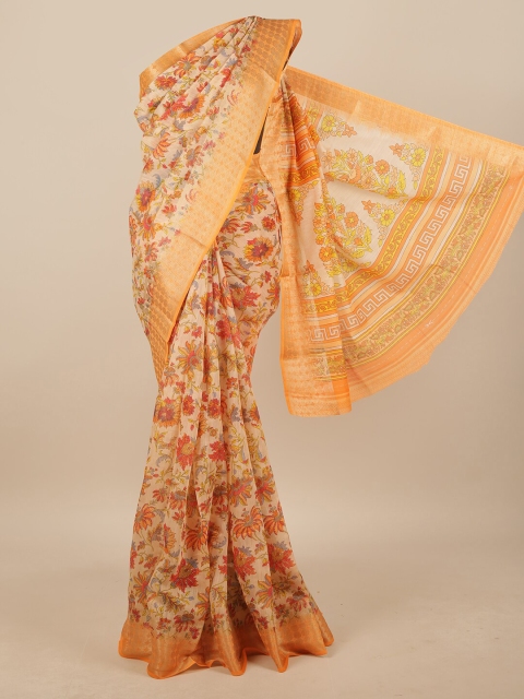 

Pothys Peach-Coloured & Red Floral Saree