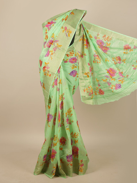 

Pothys Green & Violet Floral Zari Saree