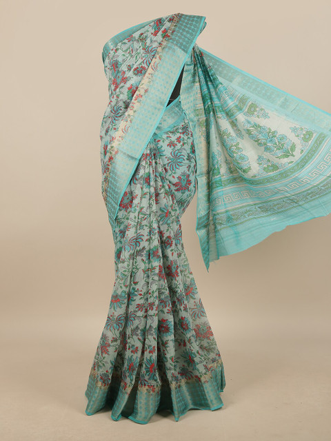 

Pothys Sea Green & Red Floral Printed Saree