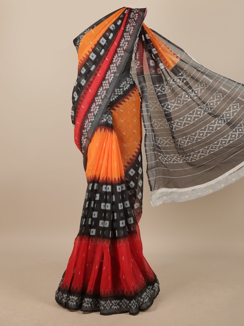 

Pothys Black & Red Linen Blend Saree